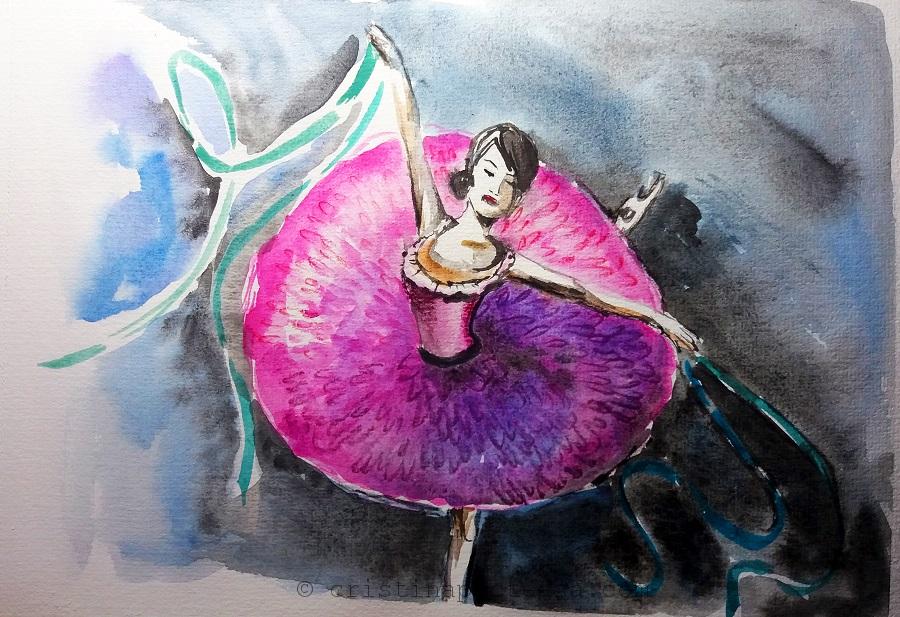 Ballerina Watercolor Illustration - Cristinapicteaza.com