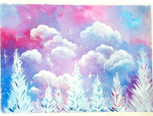 Pink sky - lavender sky in acrylics