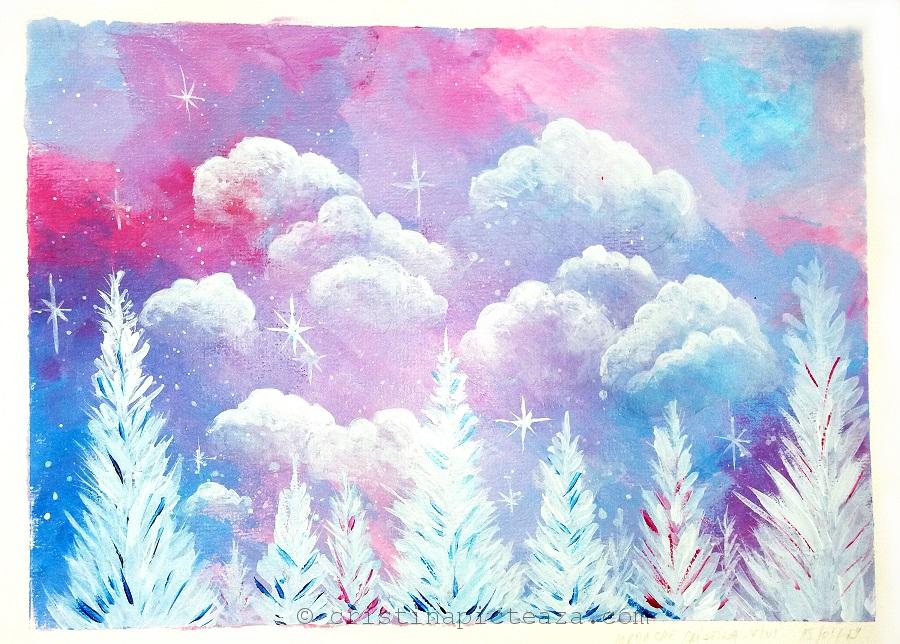 Lavender Sky Pink Sky Painting In Acrylic 14 300 Video Tutorial