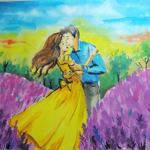 Romantic watercolor painting