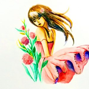 Watercolor girl Painting - Cristina Picteaza