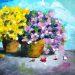 Pictura cu flori in acrilice - Cristina Picteaza Flower painting in acrylics
