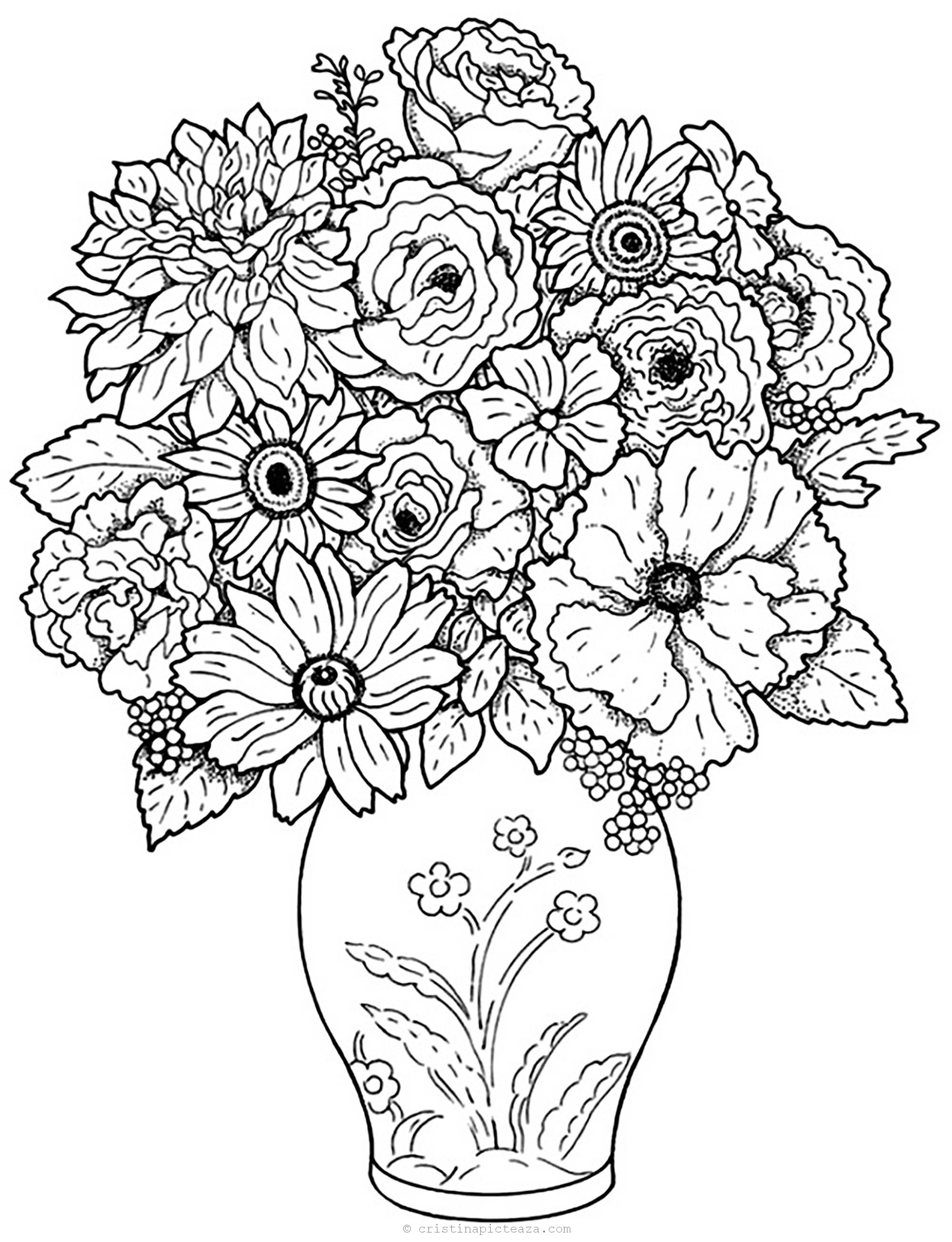 skill compliance Independent Desene de colorat cu flori si plante – Planse cu flori