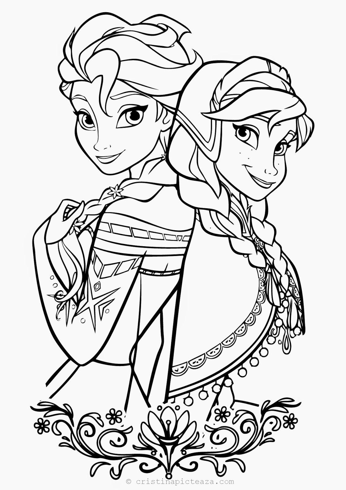 Planse de colorat Frozen / Regatul de Gheata 2 - Planse cu Elsa si Anna
