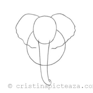 Desen in creion cu elefant - pasul 2