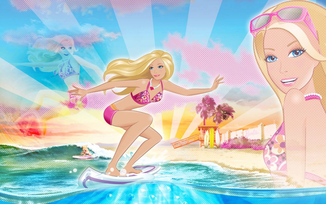 barbie and ken at the beach coloring pages