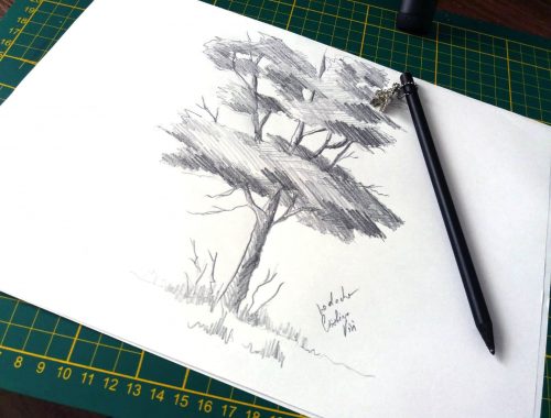 Desen cu copac in creion - desene in creion