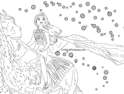 Elsa and the ice horse coloring page - Frozen 2 Cristinapicteaza.com