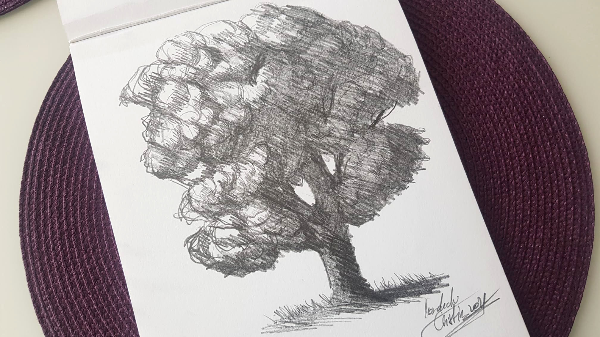 Desen cu un copac in creion - Cristinapicteaza
